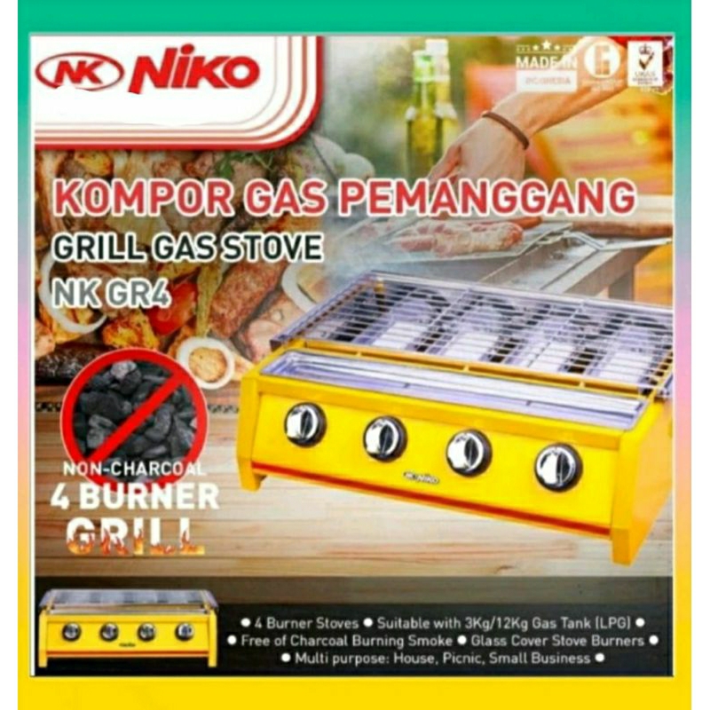 KOMPOR PANGGANGAN SOSIS FROZEN 4 TUNGKU NIKO NK-GR4/KOMPOR GAS PANGGANGAN SOSIS 4 TUNGKU/NIKO KOMPOR