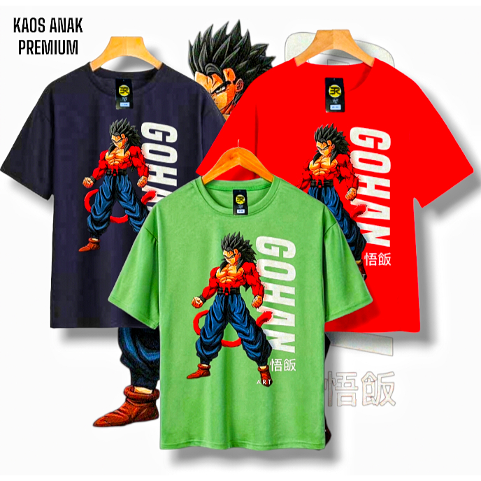 kaos distro anak laki laki cowok motif GOHAN hijau sage baju anak branded