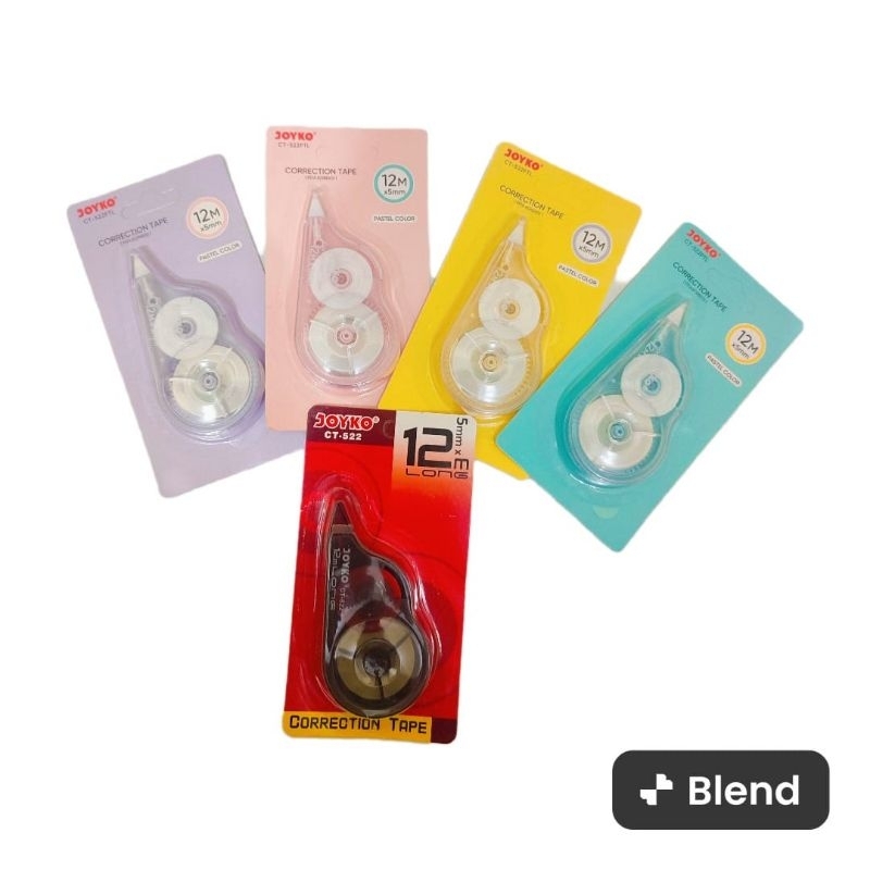 

JOYKO CT 522 TAPE KERTAS UKURAN 12MM TIP EX KERTAS PAPER WARNA PASTEL TAPE PENGHAPUS PULPEN