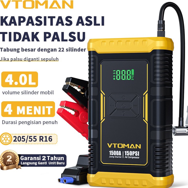 Vtoman X3 Pro Jump Starter Aki Mobil Motor PowerBank 1mah Jumper Aki Alat Jamper Aki Power Bank dan 