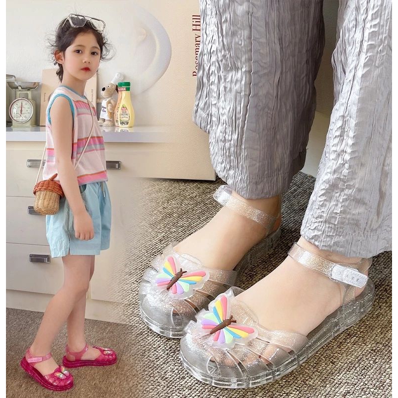 New Sandal jelly anak on strap butterfly perekat ltta/sandal anak import/sandal jelly anak/sandal je