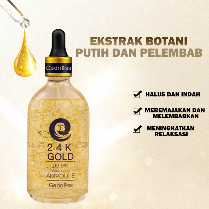 Godness Serum Emas 24k Asli Menghidrasi 100% Garis-garis Halus Menghilangkan Bintik-bintik Hitam & B