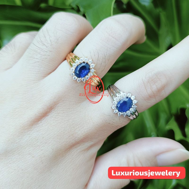 Luxuriousjewelery - Premium Quality Blue sapphire diamond Ring