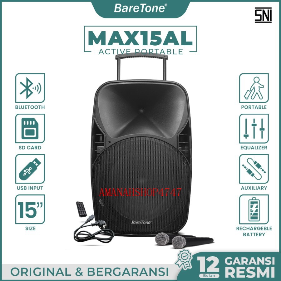 SPEAKER PORTABLE 15" BARETONE MAX15AL ORIGINAL BARETONE MAX 15AL