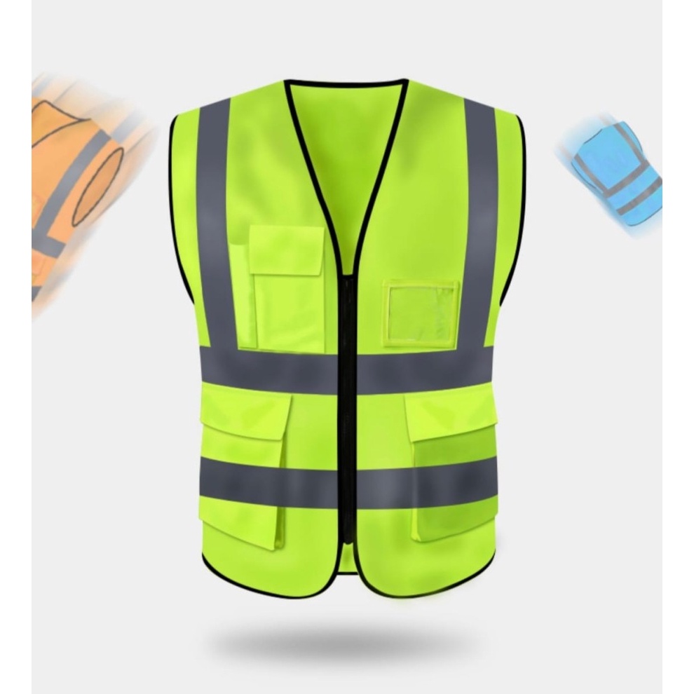 Terjangkau Rompi Safety Proyek ID Holder 5 Saku  Rompi reflektif  XL