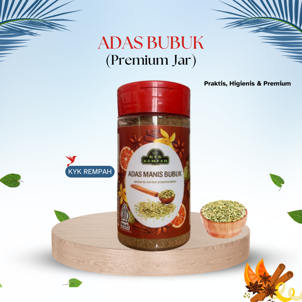 

Adas Manis Bubuk Premium JAR | Fennel Powder | Bumbu Dapur Praktis | KYK Rempah