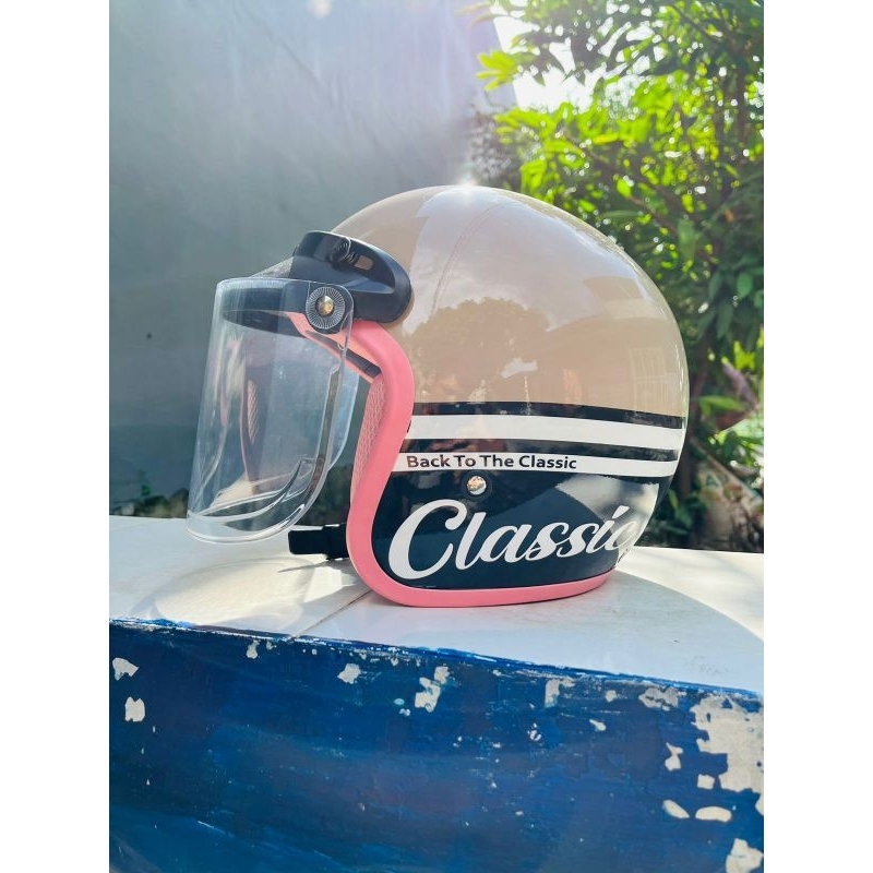 Helm Bogo wanita helm wanita hijab helm bogo desain terbaru helm full leher sni