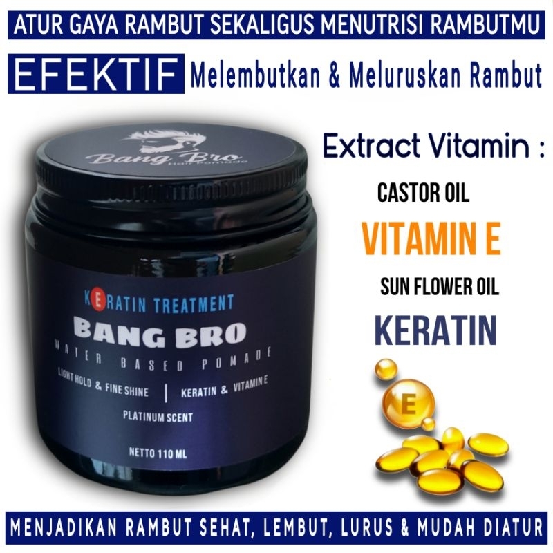 POMADE WATER BASED KERATIN SMOOTHING VITAMIN RAMBUT PRIA PELURUS PELEMBUT RAMBUT WATERBASED HAIR TRE