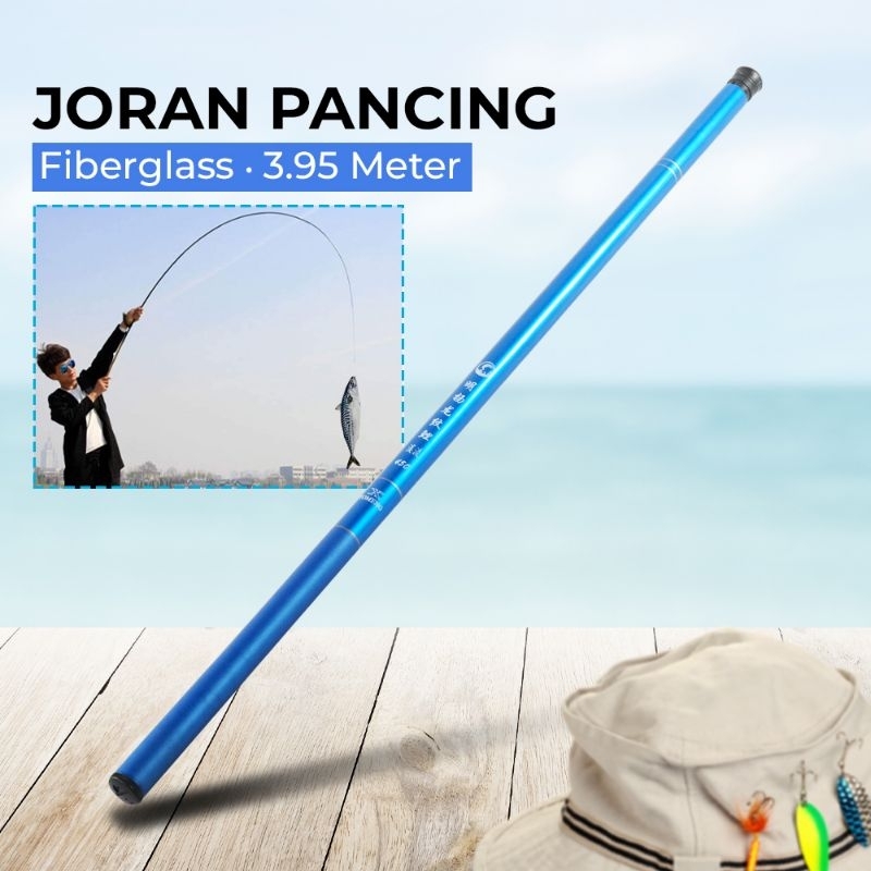 Joran Pancing Pole Tegek Fiberglass Fishing Rod 3.95 meter