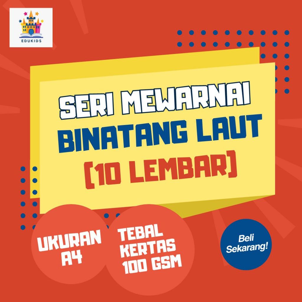 

[BINATANG LAUT] KERTAS MEWARNAI ANAK / KERTAS GAMBAR MEWARNAI UNTUK ANAK PAUD TK SD - A4 TEBAL 100 gsm