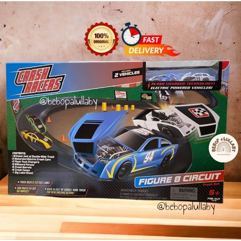 CRASH RACERS FIGURE 8 CIRCUIT TRACK MOBIL MOTORIZED ORIGINAL BALAPAN SIZE BESAR racer hot wheels hot