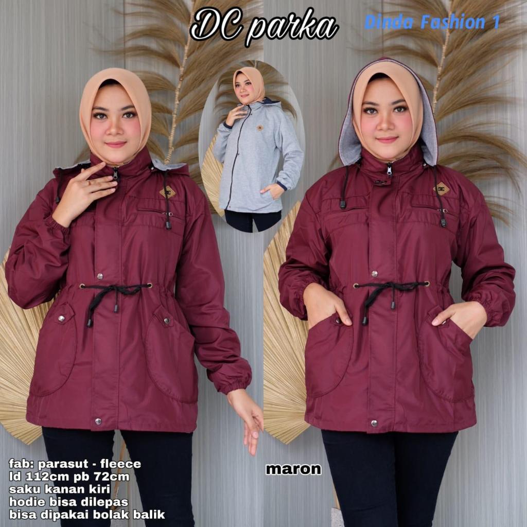 Jaket Parasut Hoodie Wanita Dc Parka Fleece Tebal Bomber Bulu Freestyle Import Korean Style Korea Ou