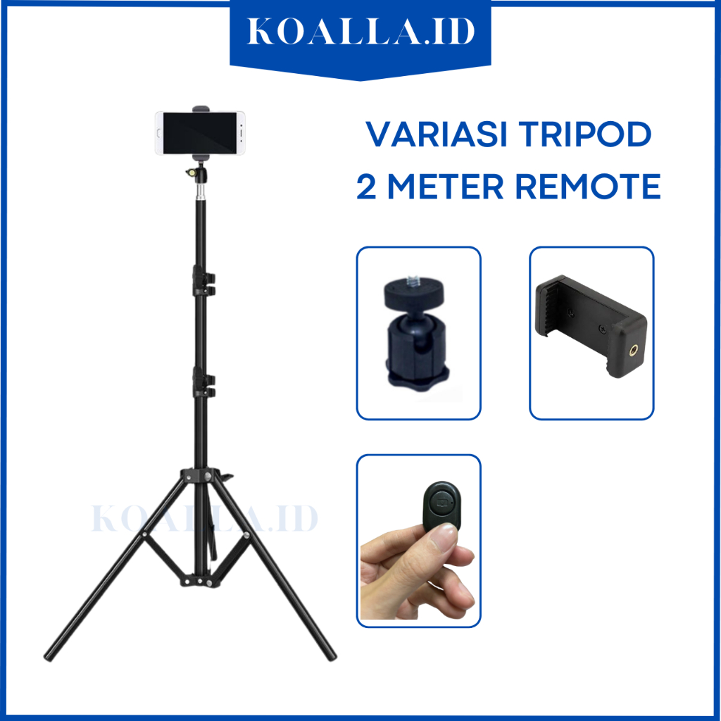 Tripod Handphone Kamera 2 Meter Besi Plus Mini Ball Head Free Holder Hp Free Remote Bluetooth-TRIPOD 2M + REMOTE