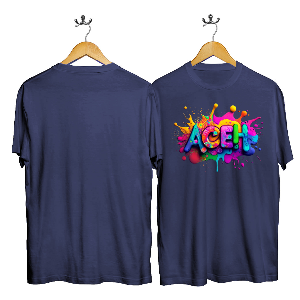 Baju Kaos Printing Tulisan Nama Daerah ACEH Kualitas Bagus Warna Warni