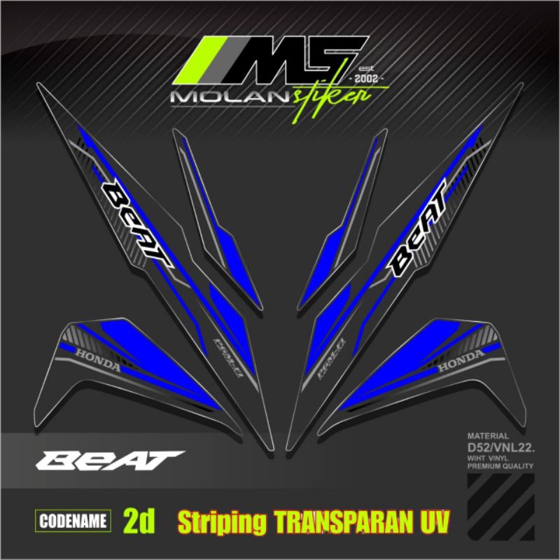 Decal Sticker Striping Variasi Transparan Uv Beat Esp 2017-2019 & Beat Street 2016-2019 Honda Beat 1