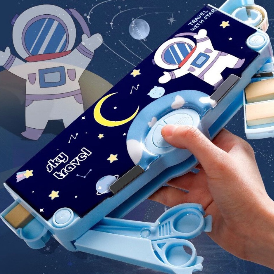 

7s Kotak Pensil Pola Kartun Lapisan Ganda dan Tunggal dengan Rautan Kapasitas Tempat Pensil Multifungsi Motif Unicorn Dinosaurus Astronot Untuk Anak Tk ART B6O9