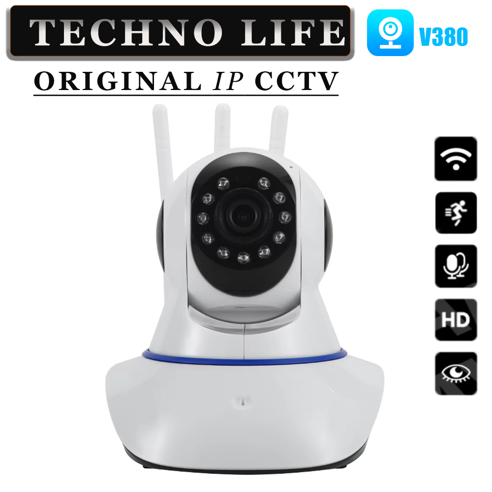 Techno Life CCTV Kamera V380 Pro 3 Antena 5 MP  Motion Tracking, InfraRed Night Vision, Alarm