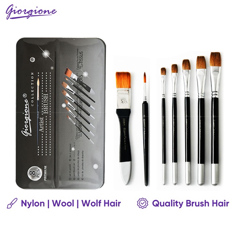 

KODE B1S4 Giorgione Kuas Lukis Paint Brush Set 8 Pcs
