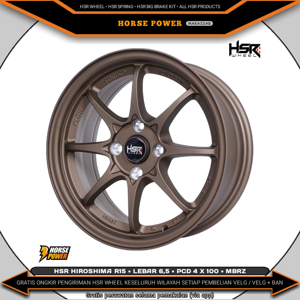 Velg R15 • Mobil 4 Baut Roda • Single Pcd 4 x 100 • Hsr Hiroshima