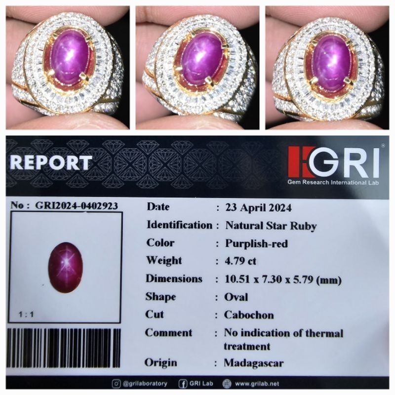 Natural Star Ruby No Heat No Treatment Memo 4.79 crt