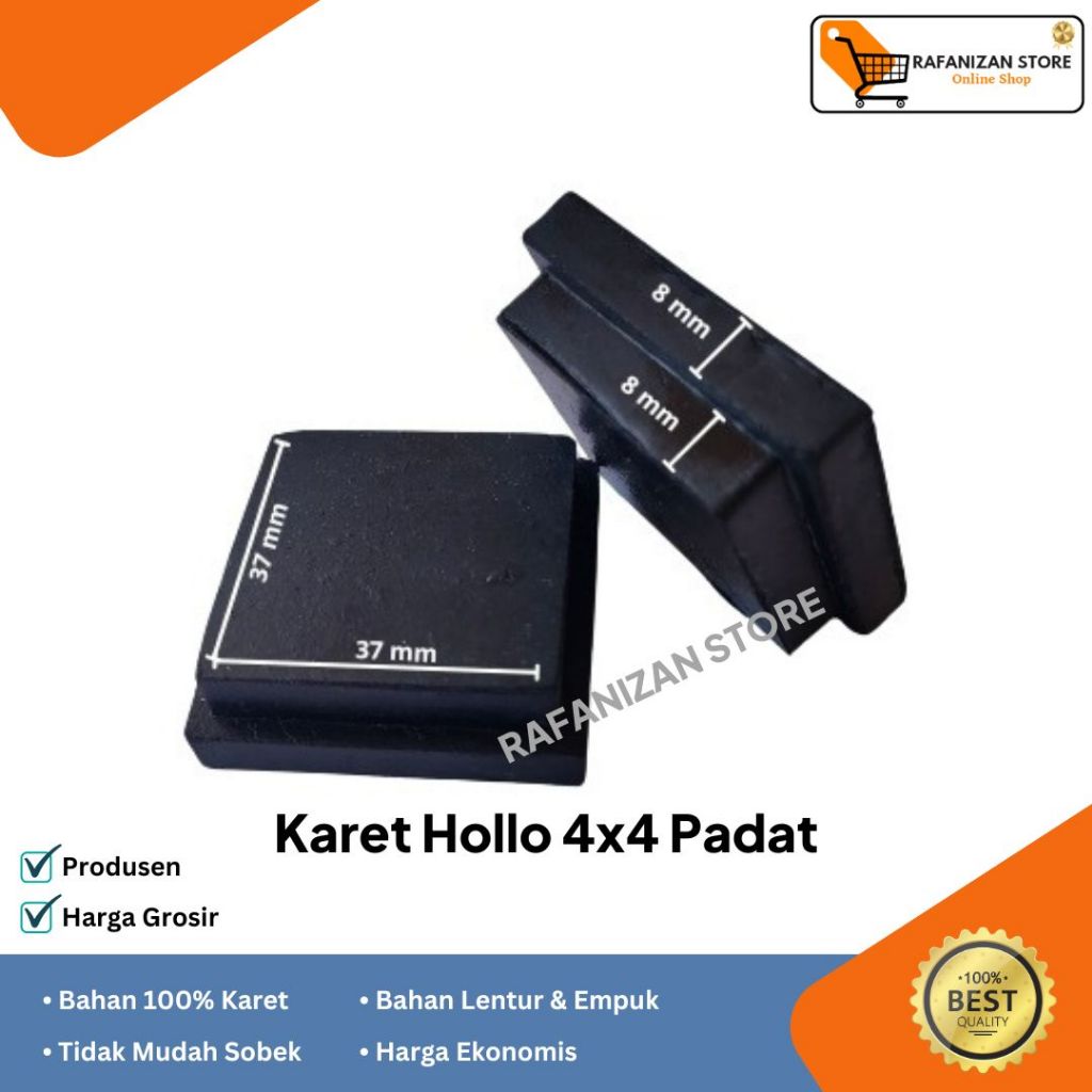 KARET KAKI HOLLOW 4x4 PADAT KAKI KURSI MEJA RAK BESI HOLLOW