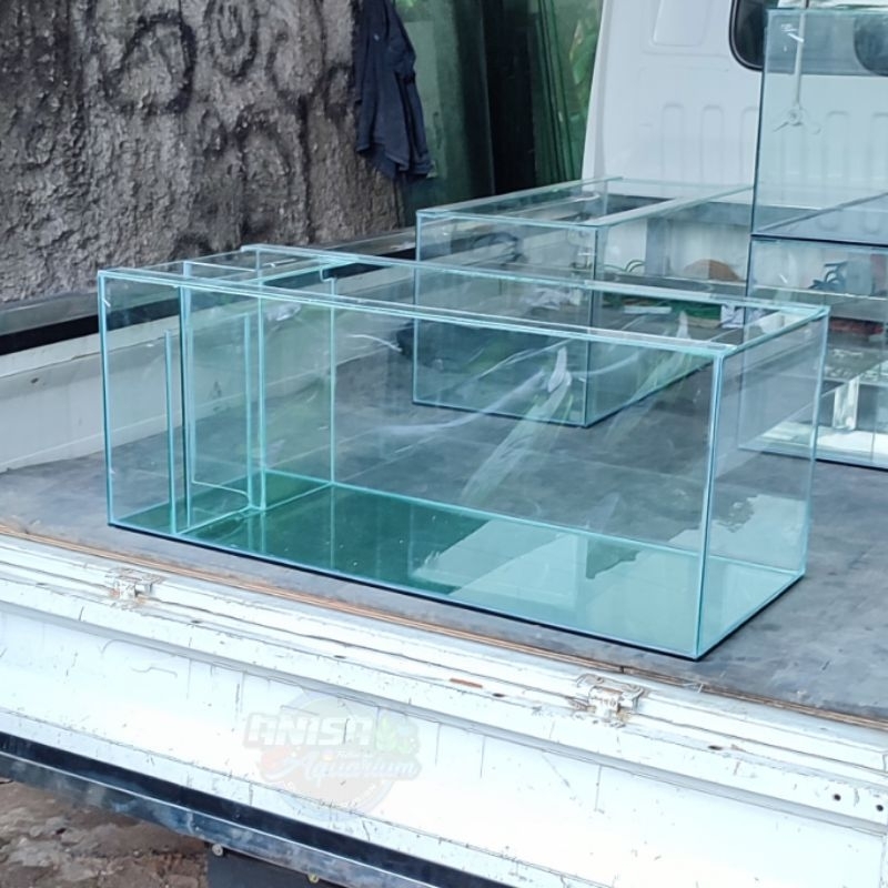 AQUARIUM 100X40X40 FILTER SAMPING DASAR 8MM KELILING 5MM