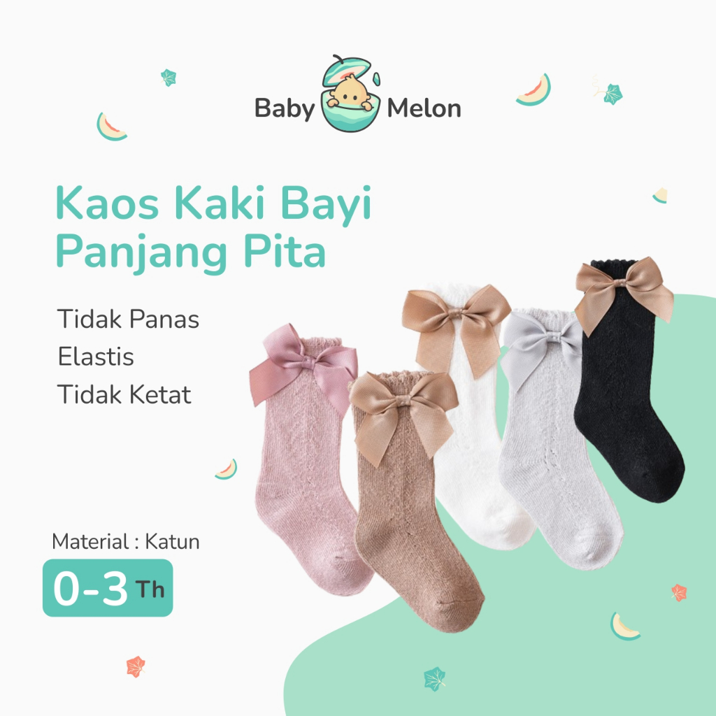 Kaos kaki bayi perempuan panjang berpita kaos kaki anak polos panjang pita kaos kaki import