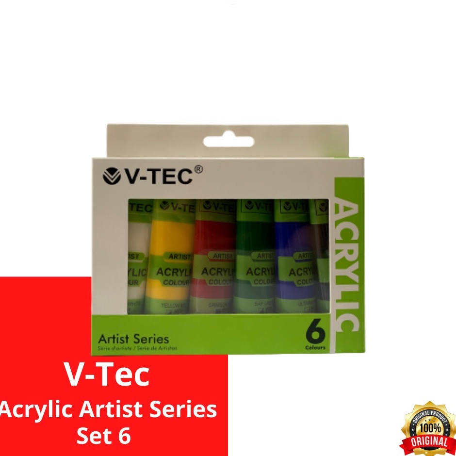 

KODE F4G5 Acrylic VTec Artist Series 6 Colours VT635A Acrylic Paint Vtec 35ml Set 6 pcs warna primer VT635A