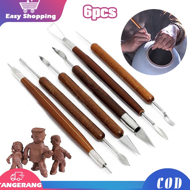 

Ready Banyak 6PCS Clay Sculpting Tools Alat Tanah Liat Lilin Alat Ukir Tembikar Polimer