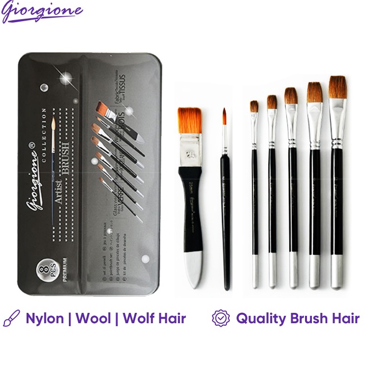 

Kejutan Terbaik Giorgione Kuas Lukis Paint Brush Set 8 Pcs
