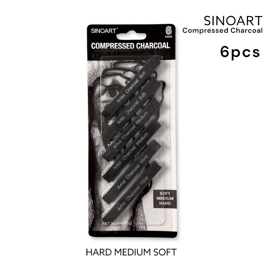 

Sinoart Compressed Charcoal 6pcs Soft/Medium/Hard