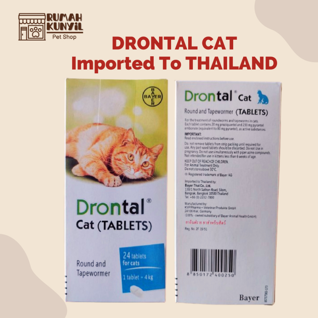 DRONTAL CAT IMPORTED TO THAILAND EXP DATE MARET 2027 HARGA 1 TABLET