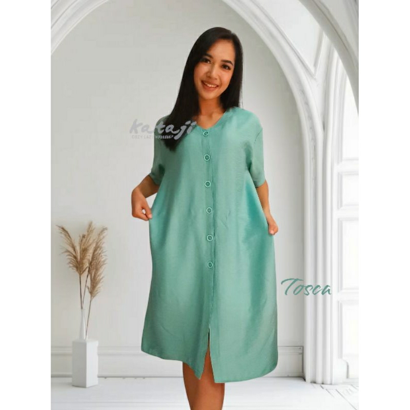 DASTER LINEN POLOS/DASTER WANITA LENGAN PENDEK