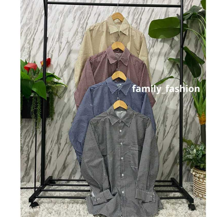 Kemeja Una Top Katun Kotak Wanita Kemeja Wanita