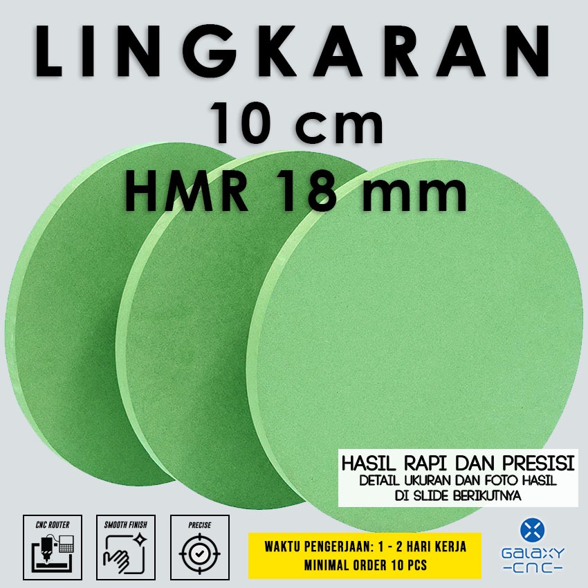 Lingkaran 10 cm - HMR / MDF hijau 18 mm - Papan kayu