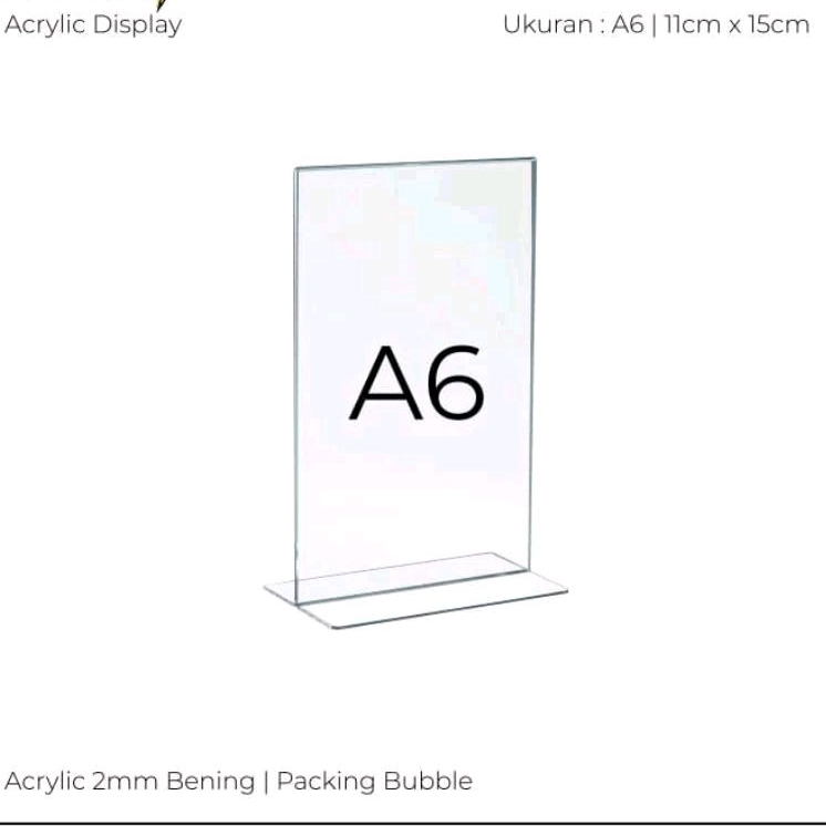 

AKRILIK DISPLAY A6 TEMPAT BROSUR A6 ACRYLIC TENT CARD