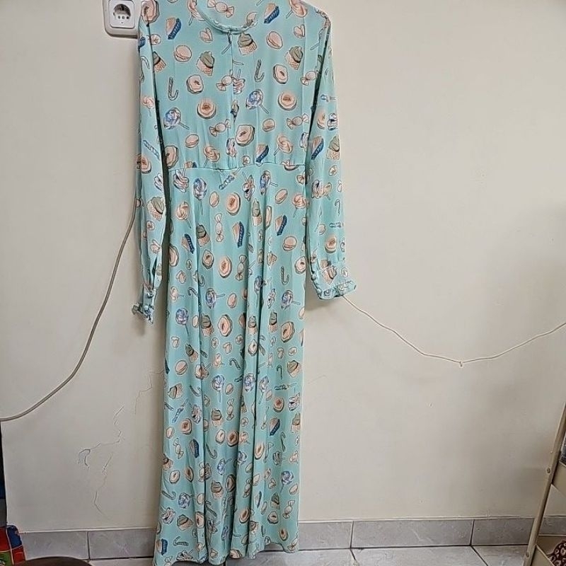 Gamis wanita hijau mint baju muslim cewe LD maks 105cm