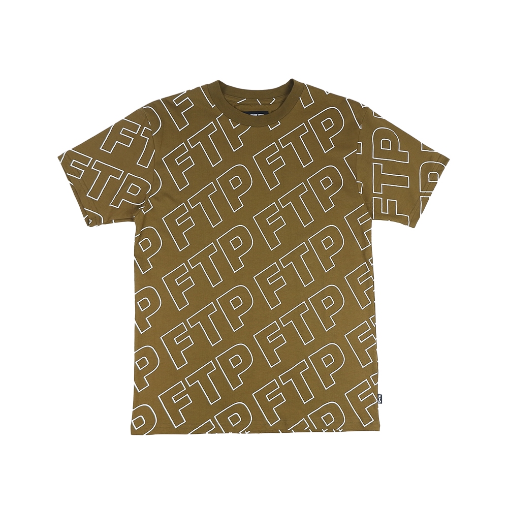 Kaos FTP F-ck The Population All Over Outline Logo T-shirt Olive