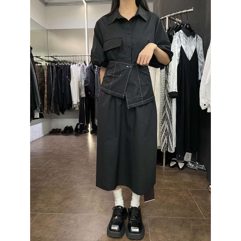 Shirt dress dengan obi belt