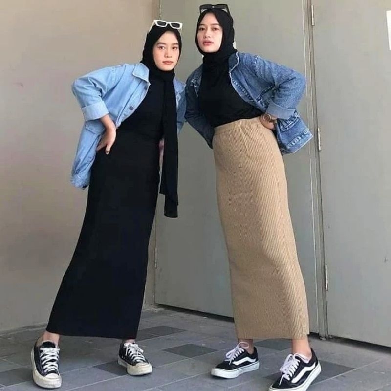 ROK SPAN BABAT LIDI PLISKET- Rok Span Wanita Plisket Tebal Fit Jumbo