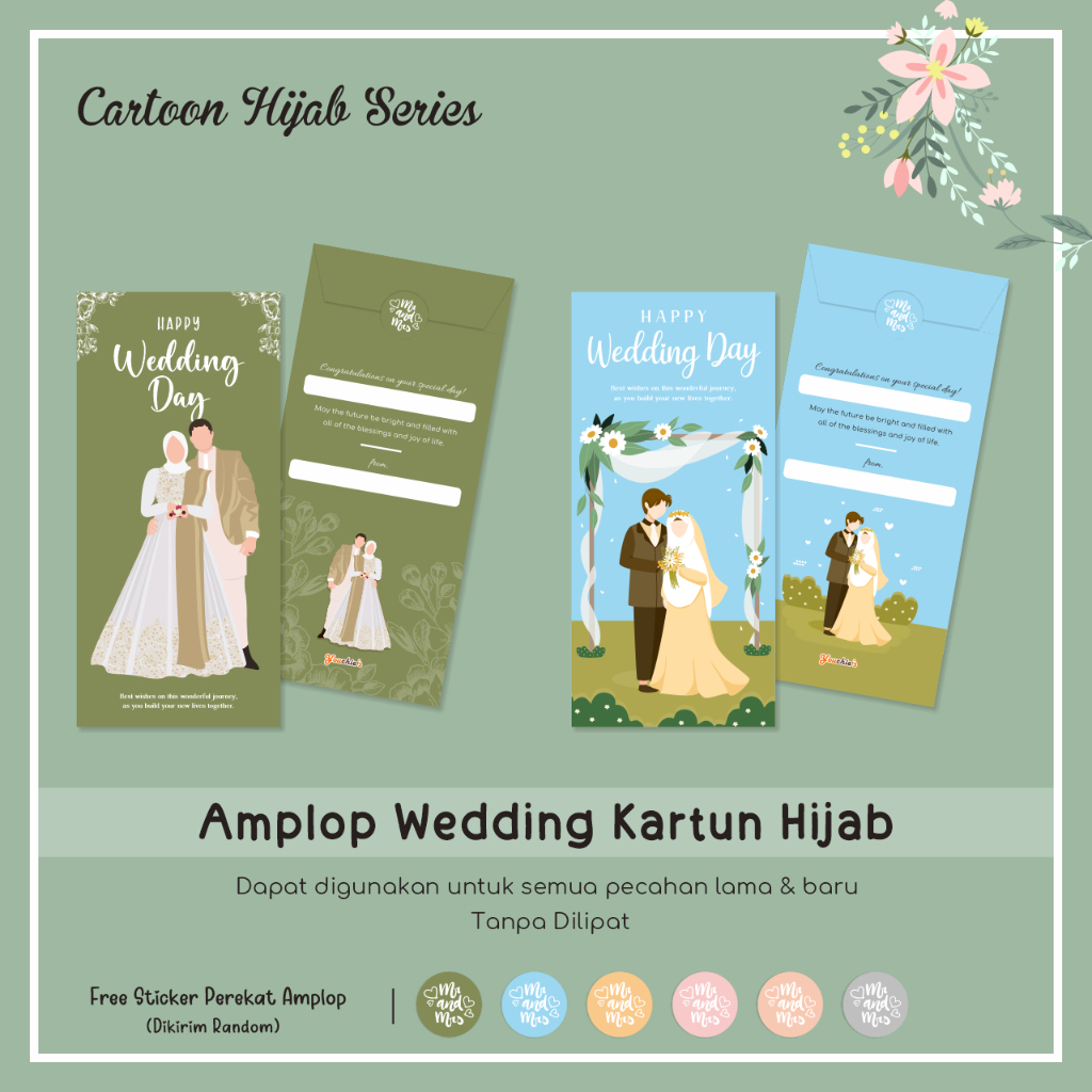 

YC's Amplop Wedding Kartun Hijab Series FREE STICKER PEREKAT