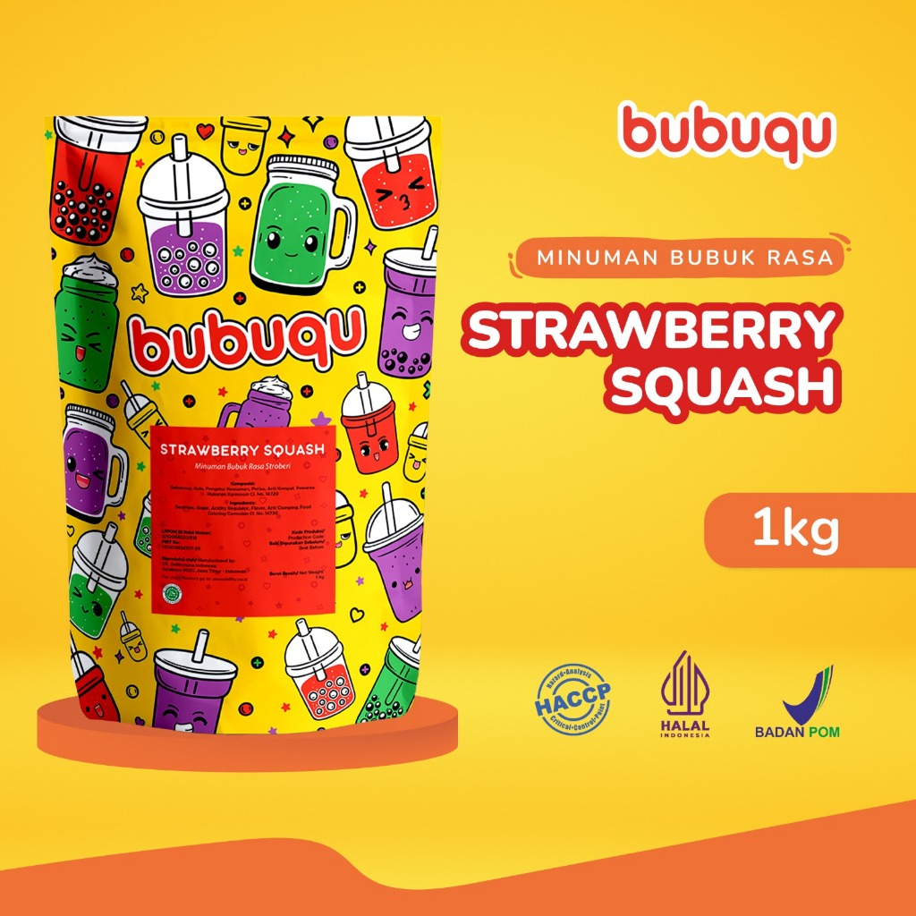 

Bubuqu Strawberry Squash 1 Kg - Bubuk Minuman Strawberry Segar