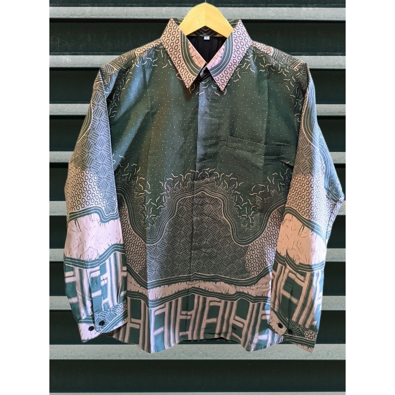 Kemeja Batik Pria Lengan Panjang Tebal Elegan Slim Fit