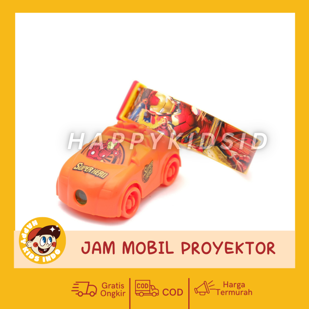 Jam Tangan Mobil Proyektor Karakter IRON MAN | Jam Tangan Digital FREE BATERAI / Jam Mobil Laser / J