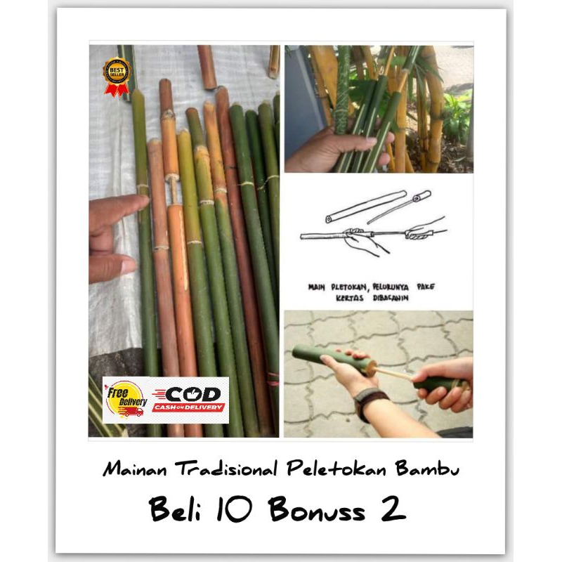 Mainan Tradisional Peletokan Bambu Beli 10 Bonus 2 / Bambu Peletok