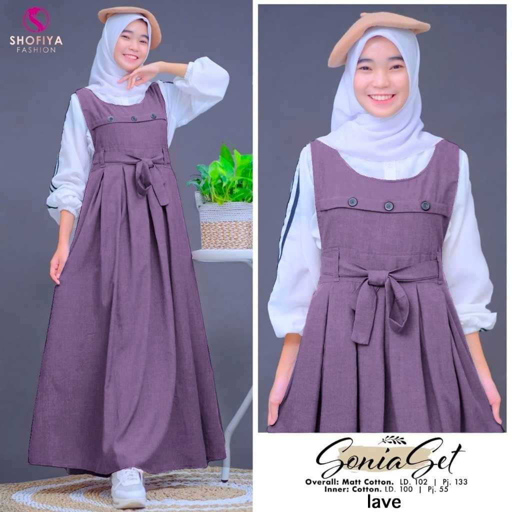 sonia setelan pakaian baju dress overal inner bahan katun polos size L ld 102 wanita remaja terbaru