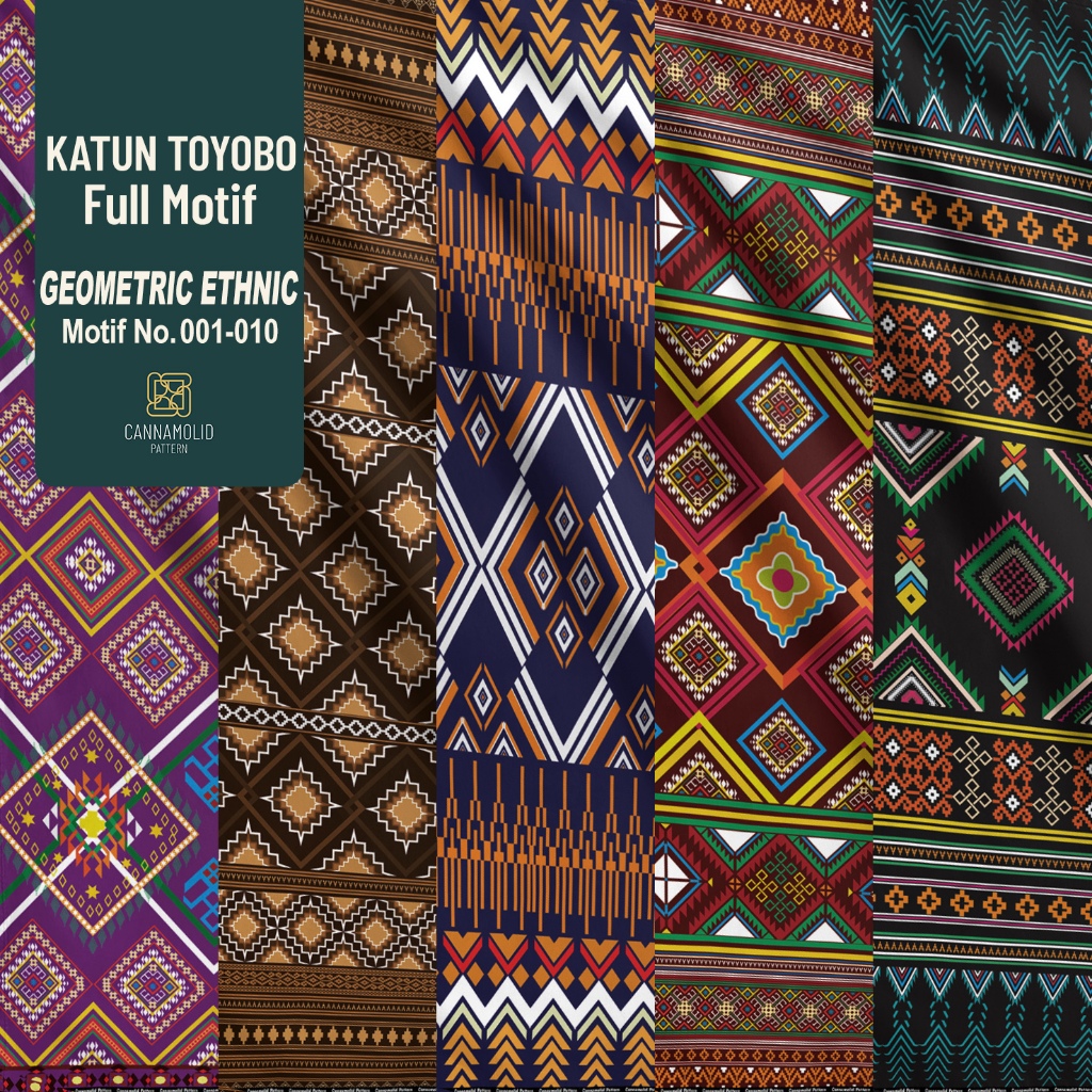 Kain Toyobo Motif Batik ETNIK GEOMETIC | Lebar 145cm | FULL BORDER 1-10