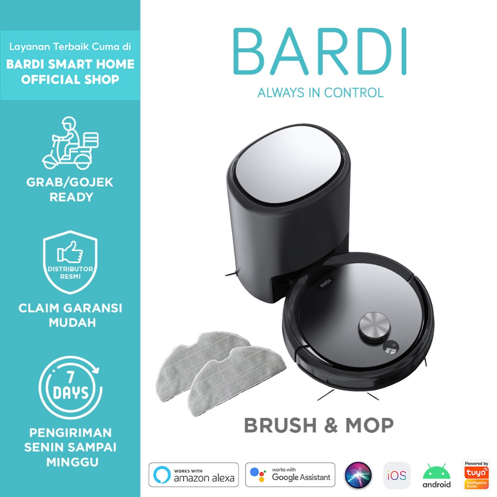 BARDI Smart Vacuum Robot with Station 2 in 1 Brush dan Mop | Penyedot Debu | Vakum Cleaner