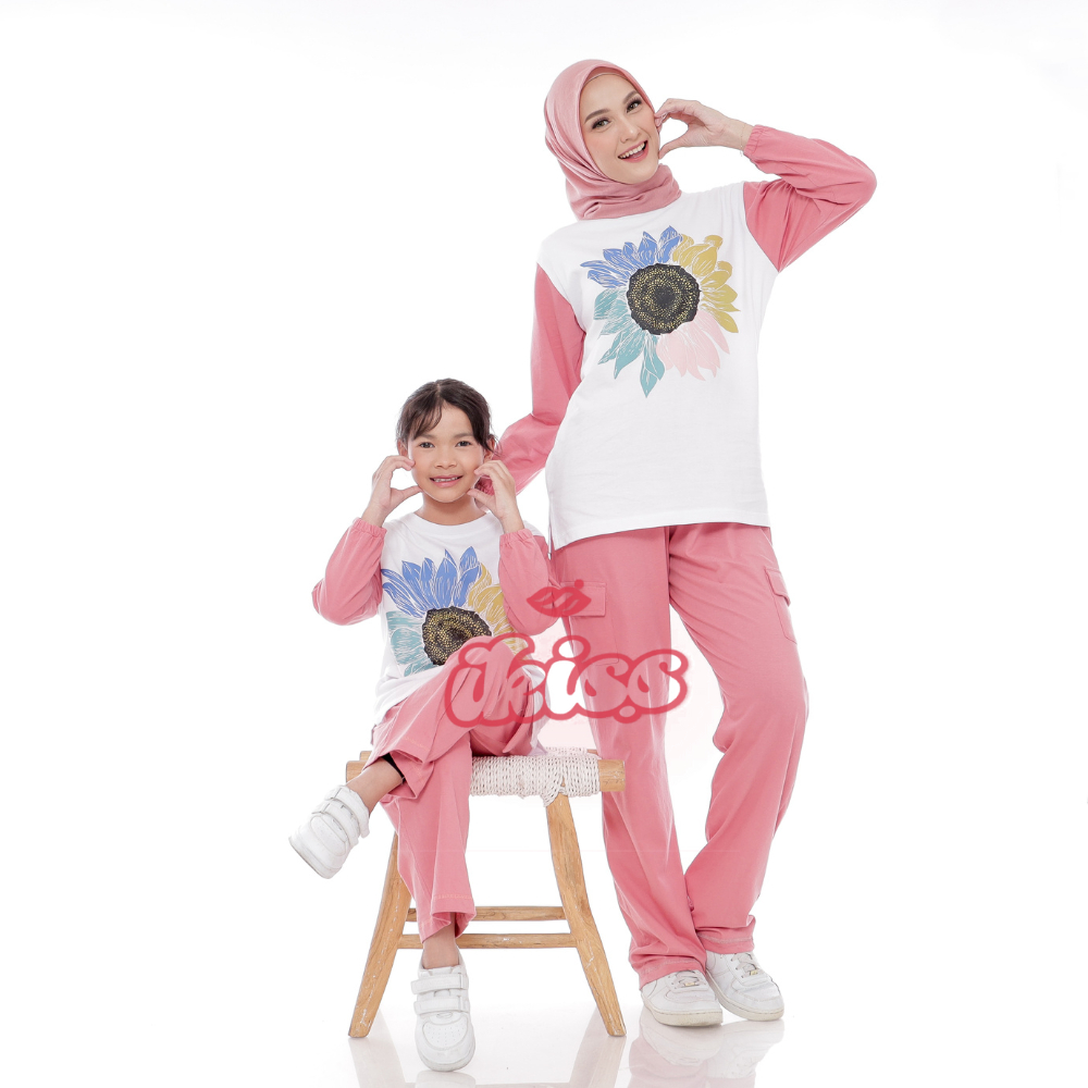 Setelan kaos Couple Ibu dan Anak Perempuan Terbaru Katun Premium Tebal Setelan Wanita Couple Setcel
