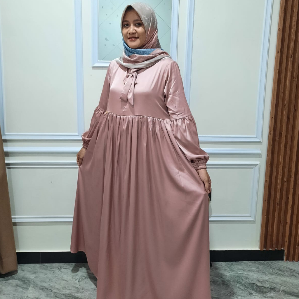 gamis busana muslim perempuan gamis kekinian bahan silk armani premium grade A